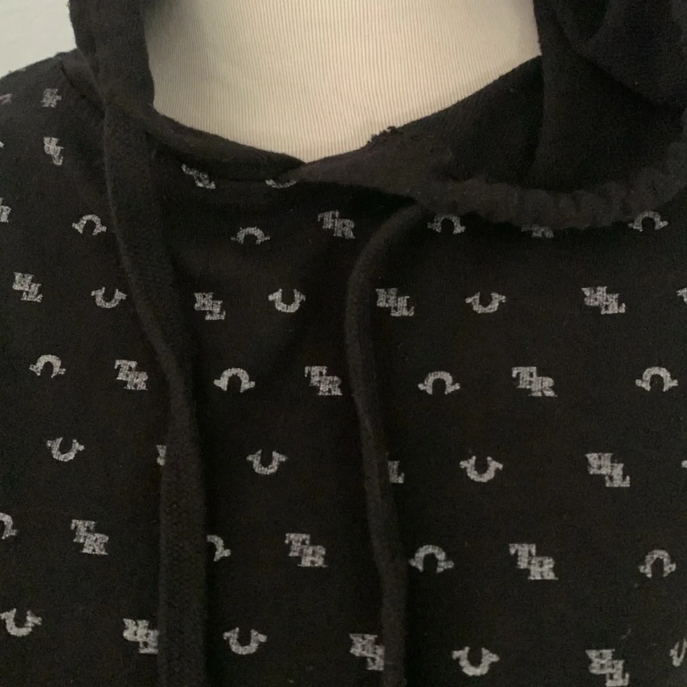True Religion monogram Black Hoodie Loungewear Small